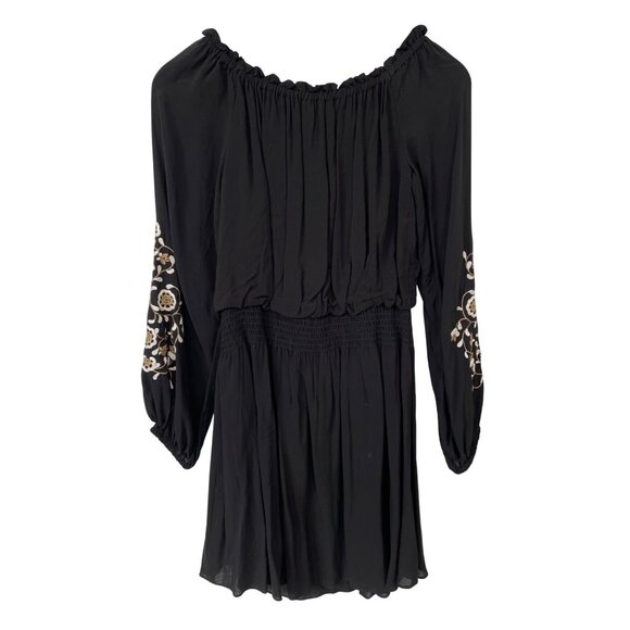 White House Black Market Off The Shoulder Dress Sz Small Floral Embroidery Boho - Picture 3 of 8